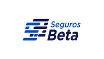 Logotipo de "seguros beta" con franjas azules estilizadas a la izquierda y el nombre de la empresa en texto azul a la derecha.