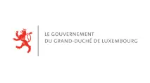Logotipo oficial del gobierno de Luxemburgo con un león rojo y texto.
